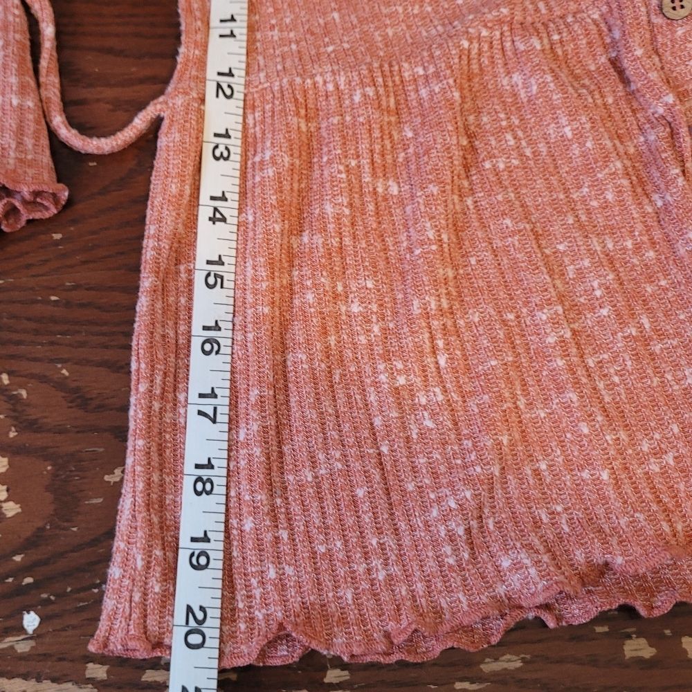 Almost Famous Ribbed Peplum Button-Front Top | Terracotta Rust | Size Medium - Picture 5 of 5